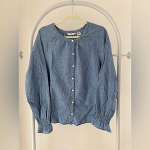 Women’s Levi’s Blue Denim Blouse with Long Ruffled Sleeves
